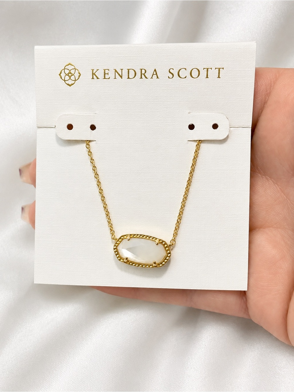 Kendra Scott Gold Necklace with White/Off-White Stone